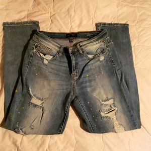 Judy Blues Paint Splattered Distressed Jeans